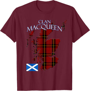 MacQueen Scottish Clan Tartan Scotland T-Shirt - T-Shirt | Maroon