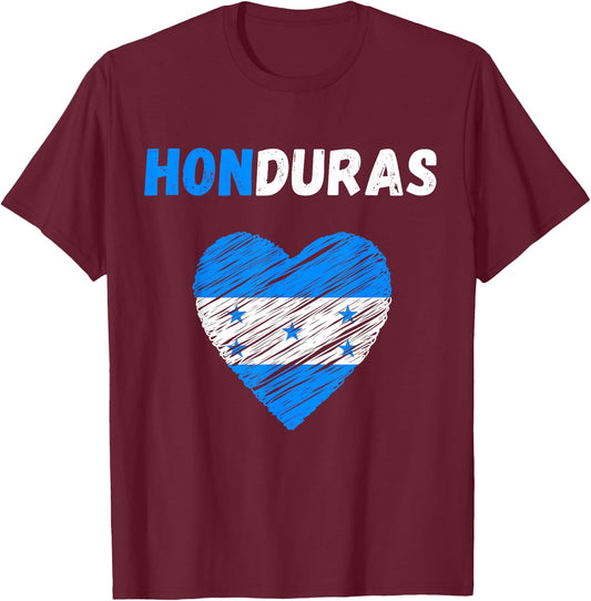 Honduras Flag Holiday Honduras Heart Honduran Flag T-Shirt - T-Shirt | Maroon