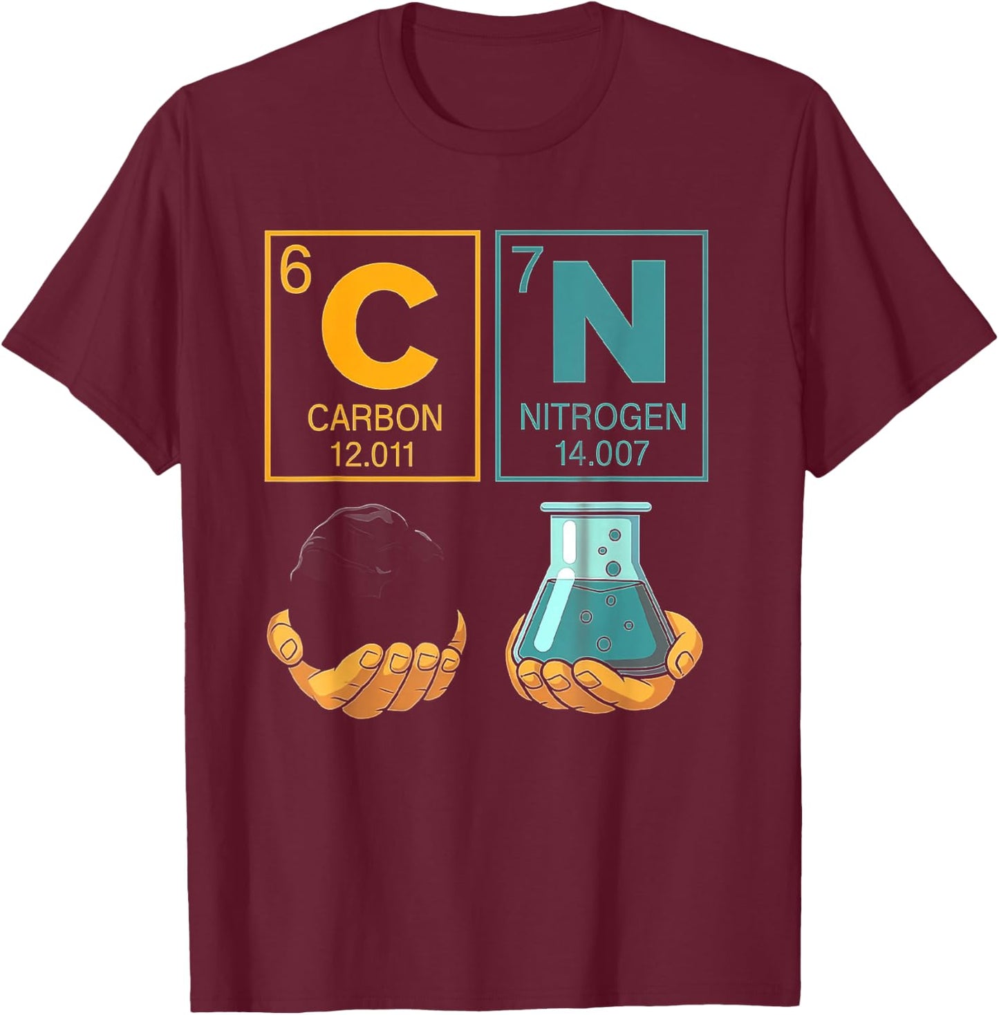 Chemistry Prediotic Table Elements Carbon Nitrogen Lover T-Shirt - T-Shirt | Maroon