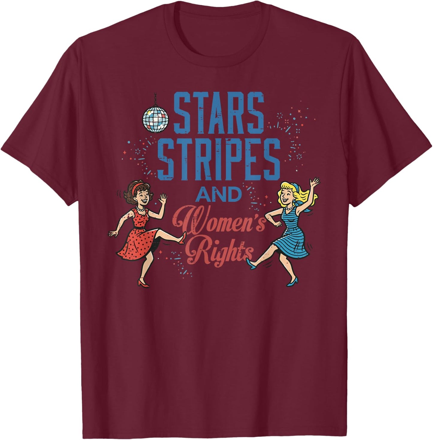 4th of July Stars Stripes Rights Equality Women Men T-Shirt - T-Shirt | Maroon