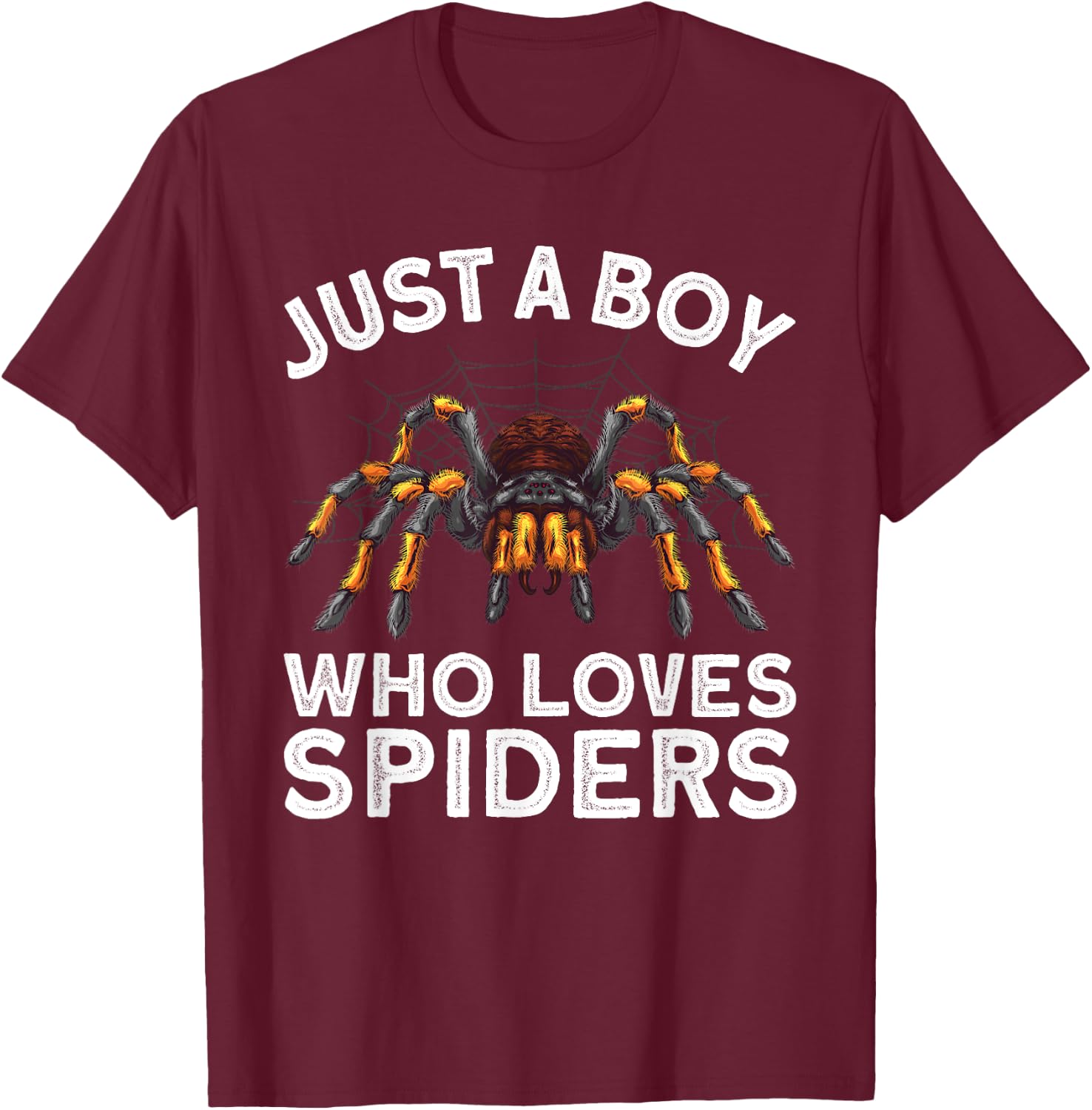 Cute Spider Boys Kids Spider Web Tarantula Arachnid T-Shirt - T-Shirt | Maroon