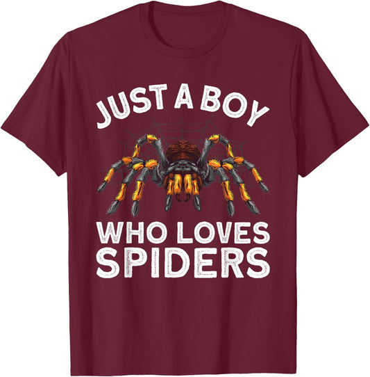 Cute Spider Boys Kids Spider Web Tarantula Arachnid T-Shirt - T-Shirt | Maroon
