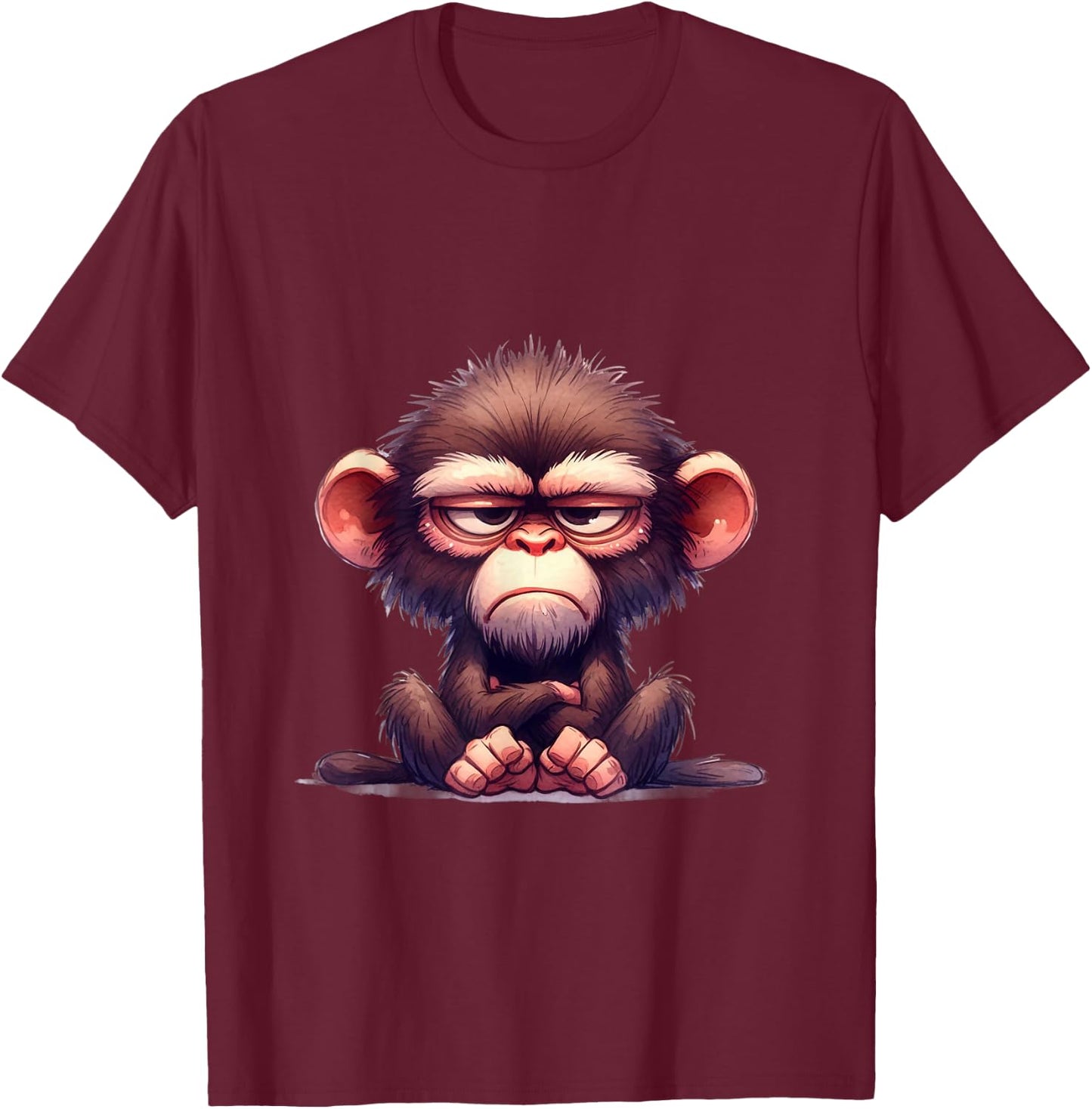 Funny Animals Grumpy Ape Monkey T-Shirt - T-Shirt | Maroon