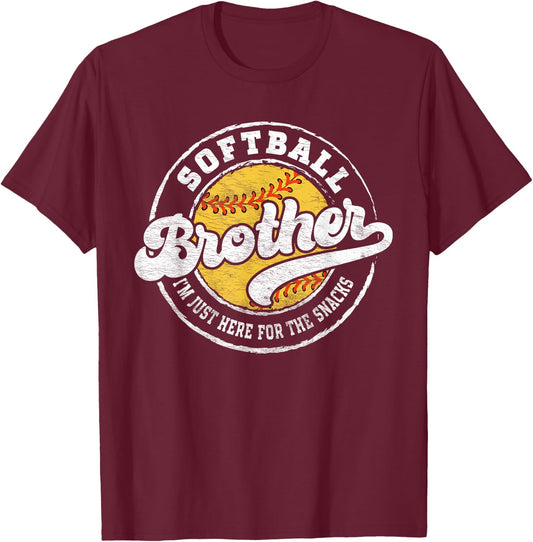 Softball Little Brother Big Matching Bro Family Crazy Proud T-Shirt - T-Shirt | Maroon