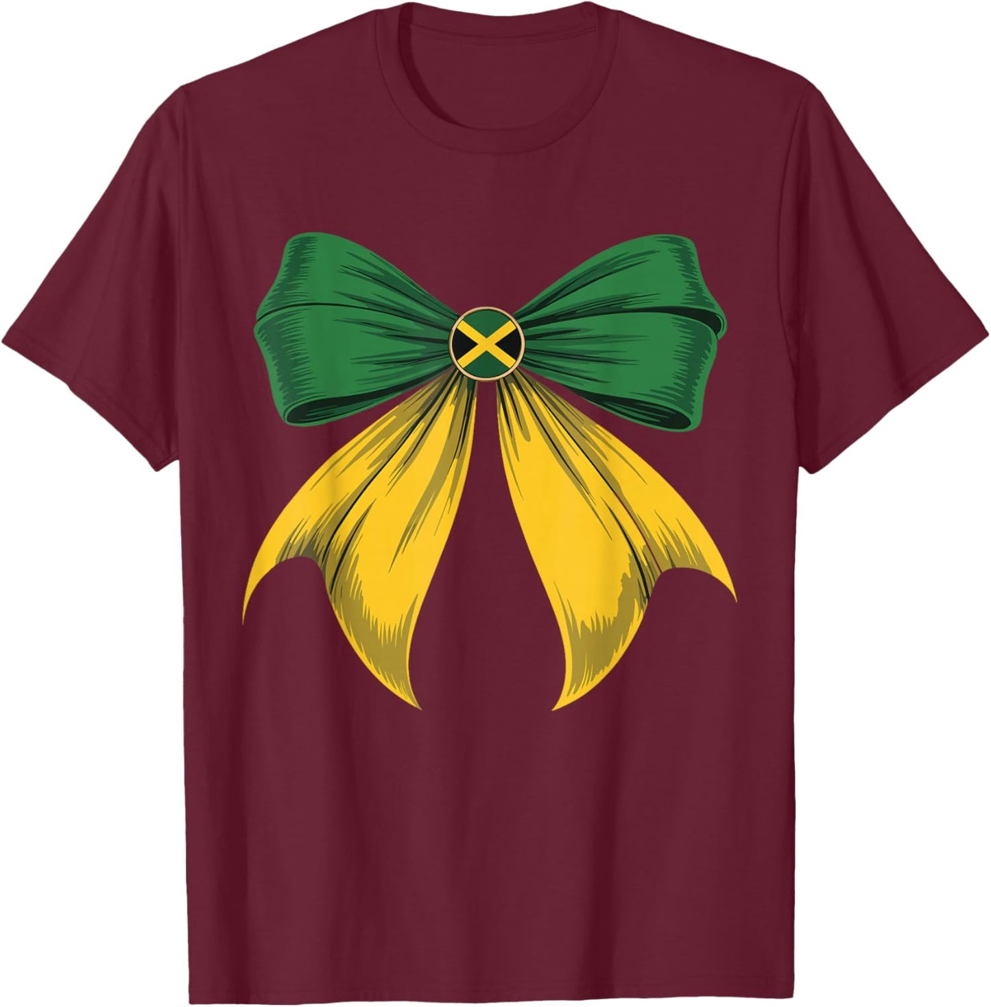 Jamaica Flag Jamaica Pride Coquette Bow Women Girls T-Shirt - T-Shirt | Maroon