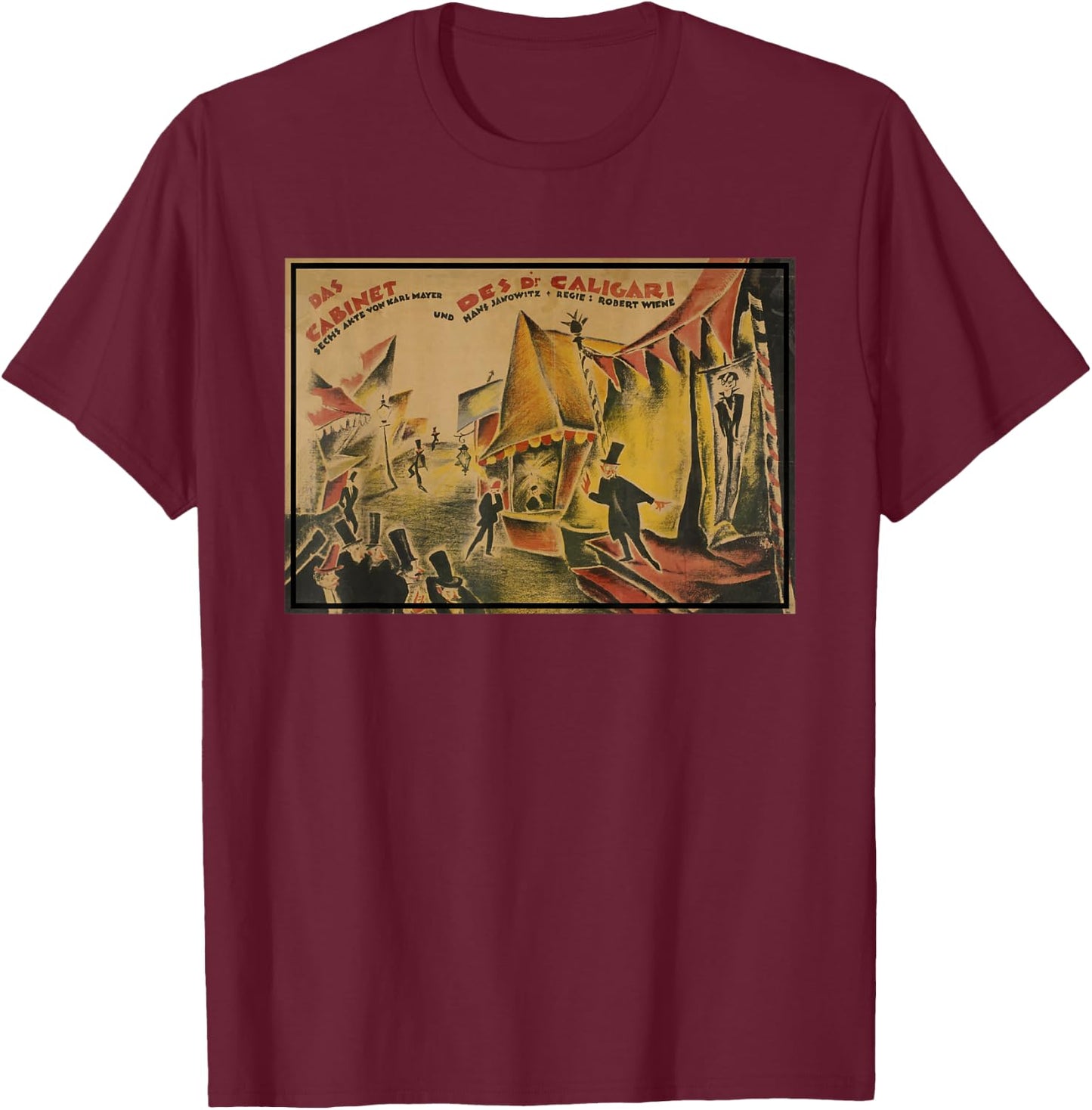 The Cabinet of Dr Caligari Poster (1919) T-Shirt - T-Shirt | Maroon