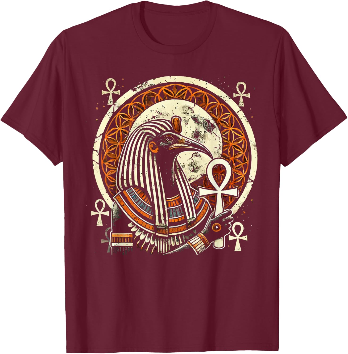 Thoth Egyptian God Egyptian Mythology Pyramid Ancient Egypt T-Shirt - T-Shirt | Maroon