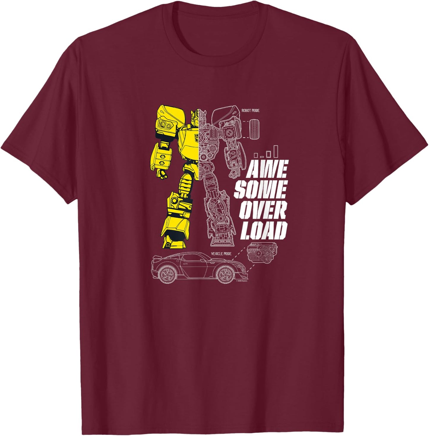 Transformers Bumblebee Awesome Overload Split T-Shirt - T-Shirt | Maroon