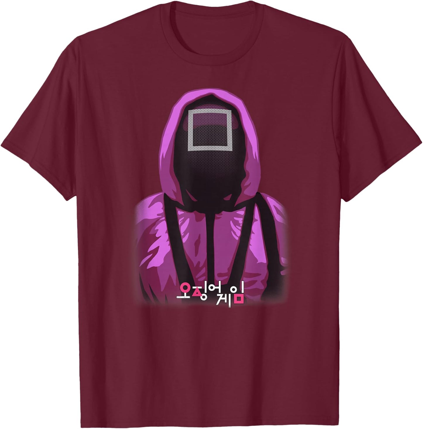 Squid Game Square Mask Guard T-Shirt - T-Shirt | Maroon