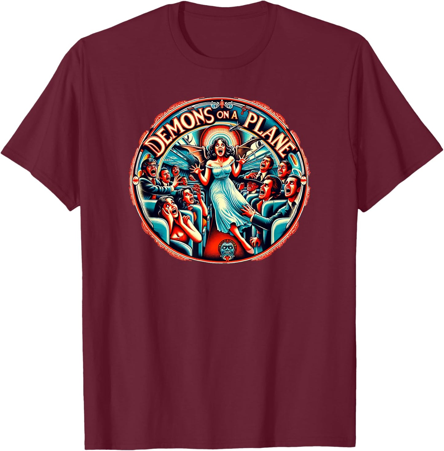 Vintage Horror Movie T-Shirt - T-Shirt | Maroon