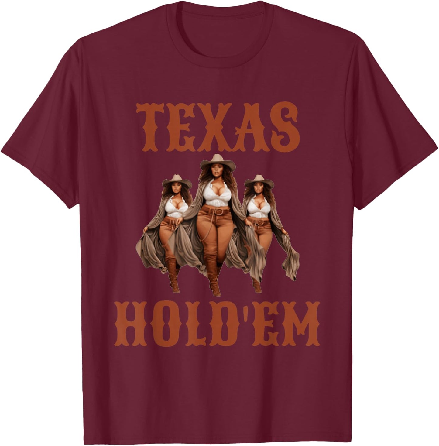 Texas Hold em African American Cowgirl T-Shirt - T-Shirt | Maroon