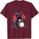 French Bulldog Playing The Drums Musician Dog Rock Band Dog T-Shirt - T-Shirt | Maroon