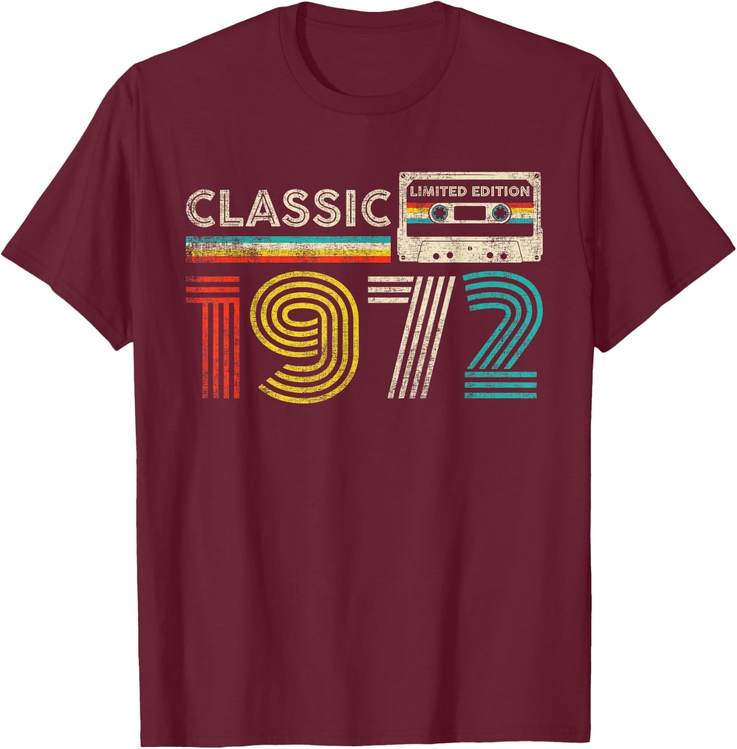 Classic 1972 Vintage 1972 Cassette Tape Men Women Birthday T-Shirt - T-Shirt | Maroon