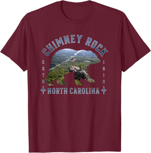 NC Black Bear Chimney Rock State Park Skyline North Carolina T-Shirt - T-Shirt | Maroon