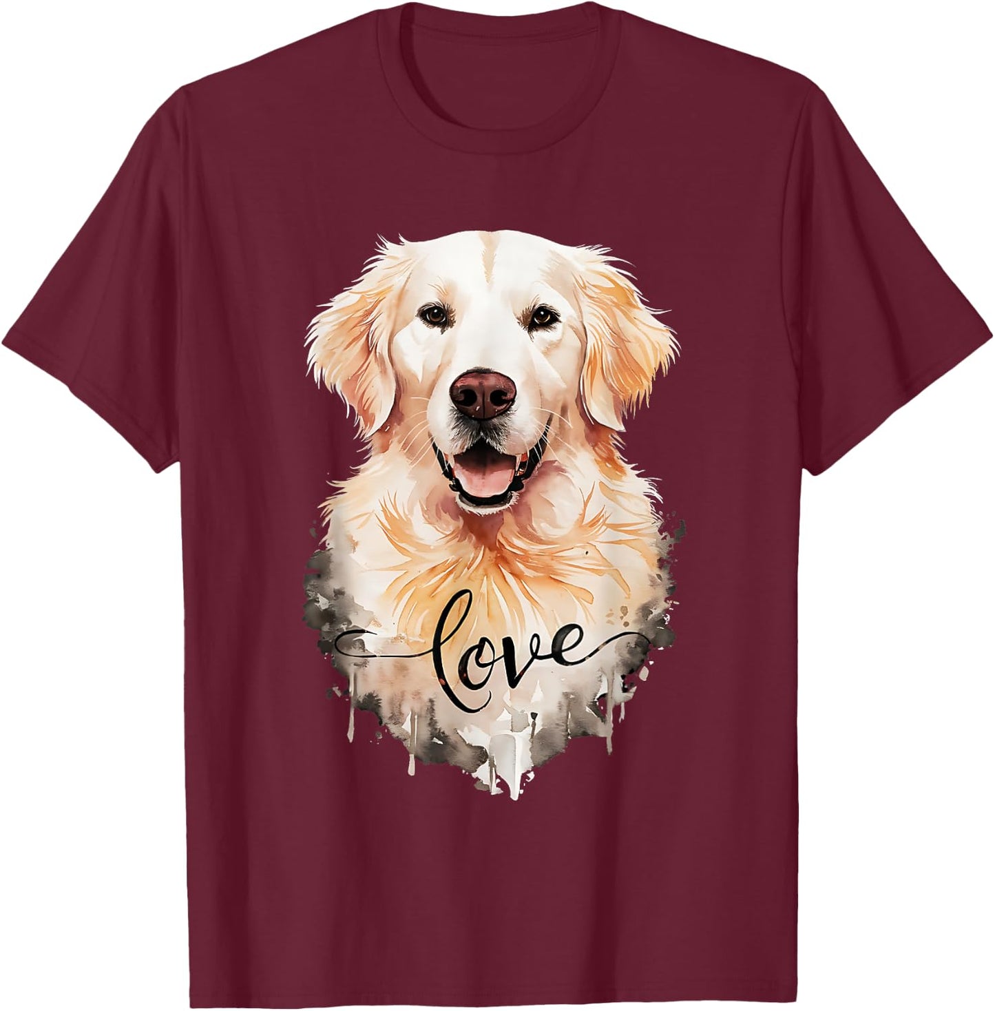 Love White English Cream Golden Retriever Mom Dad Dog Puppy T-Shirt - T-Shirt | Maroon