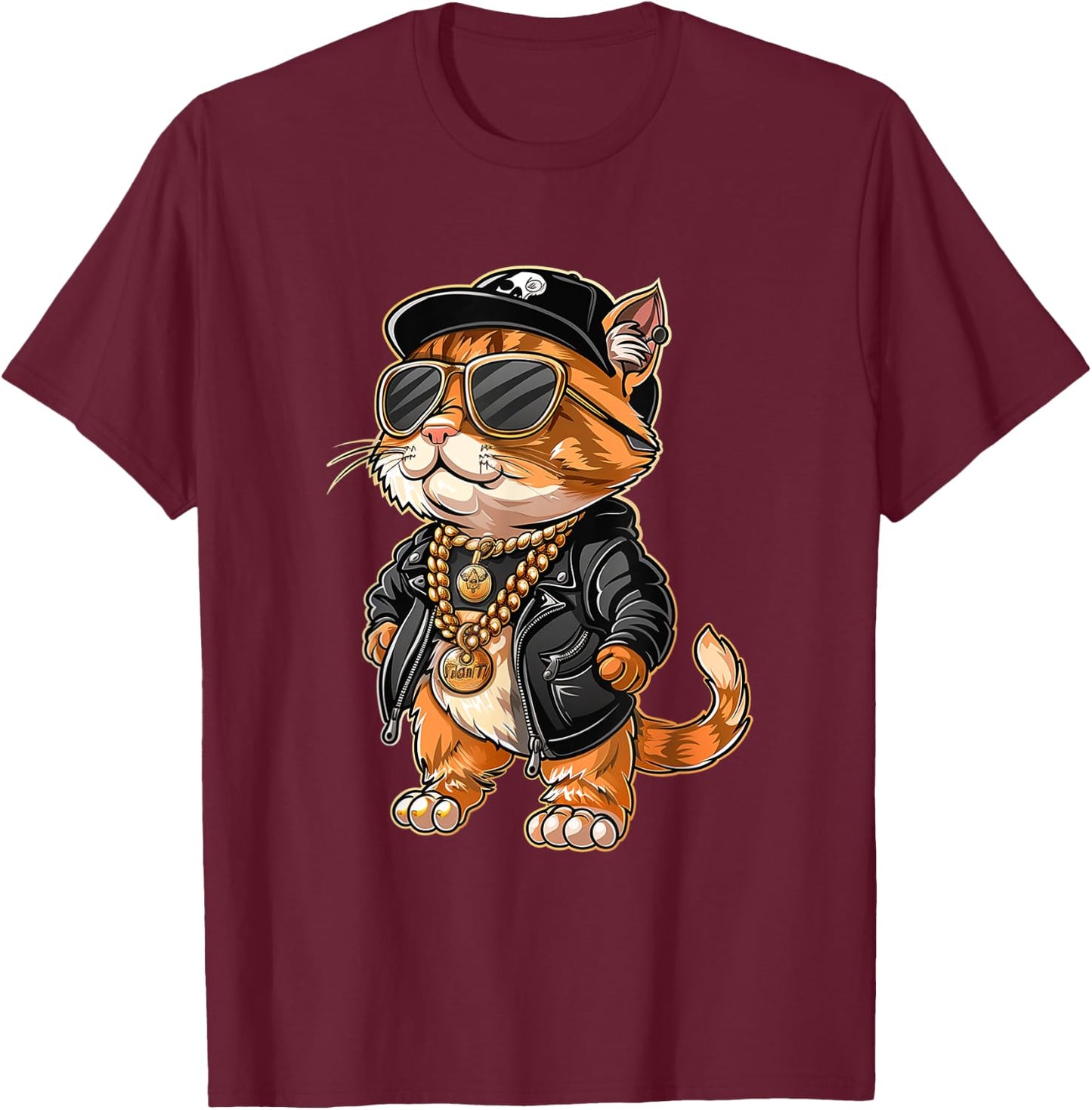 Cat Rapper Gift Cute Cat Rapper Cool Hip Hop Men Women Kids T-Shirt - T-Shirt | Maroon