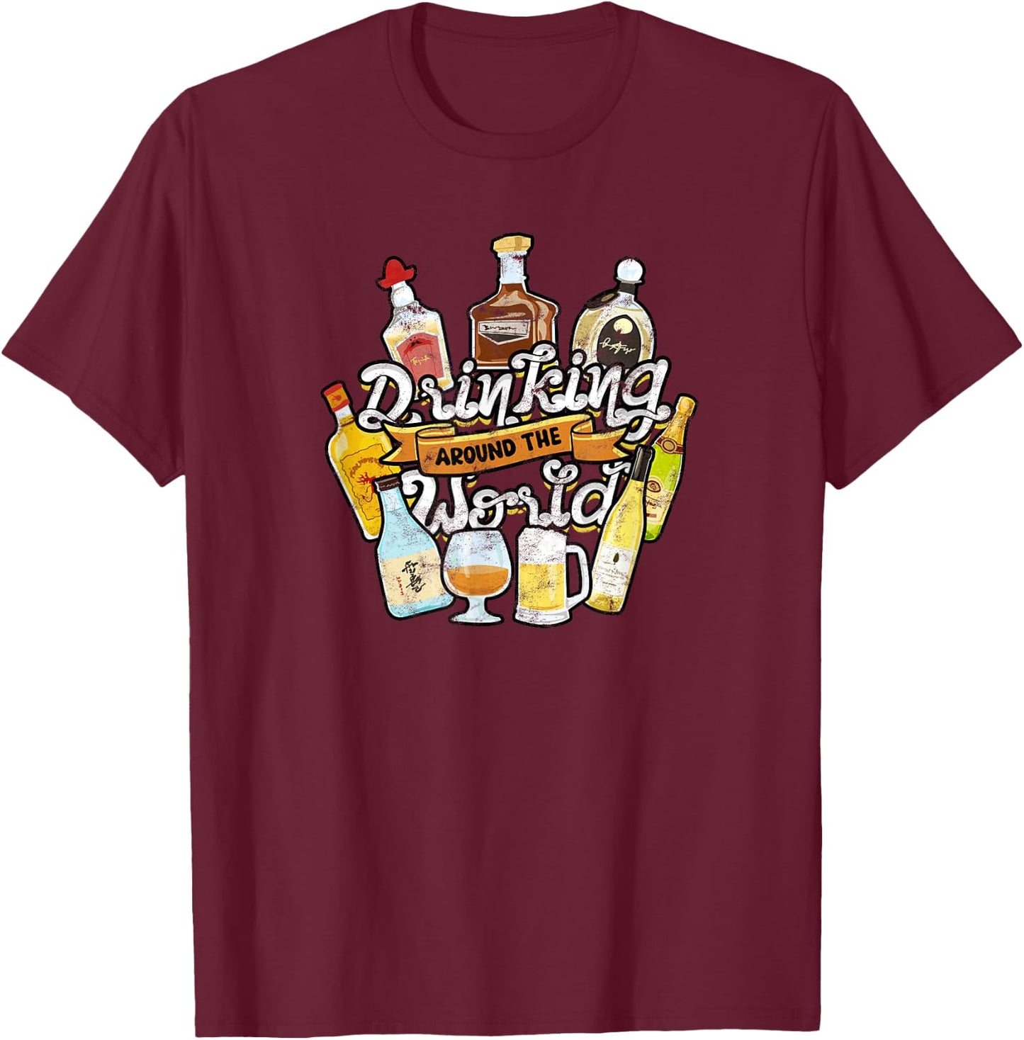 Drinking around the world - Travel T-Shirt - T-Shirt | Maroon