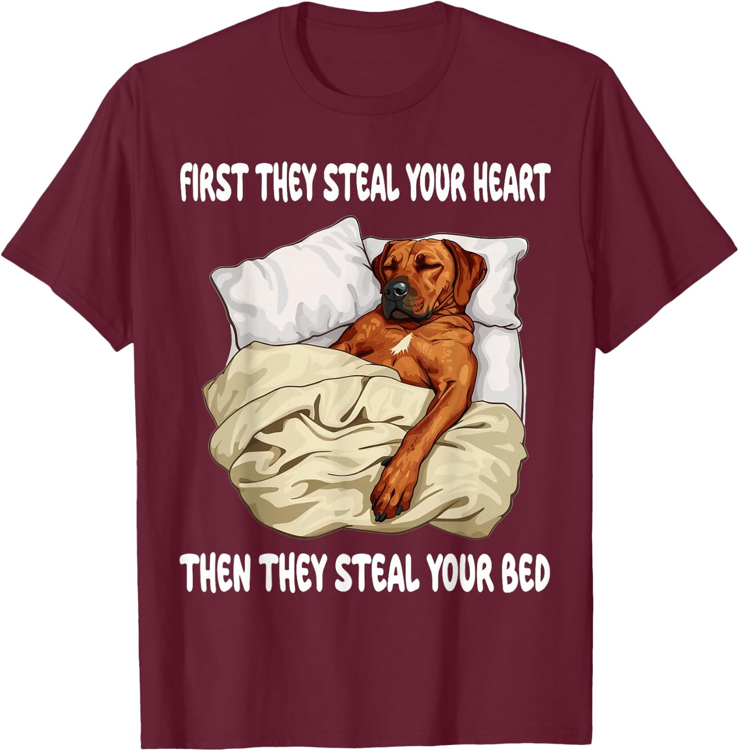 Rhodesian Ridgeback Sleeping Pajamas Nightgown T-Shirt - T-Shirt | Maroon