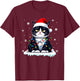 Christmas Pajamas Men Women Boys Girls Funny Cat T-Shirt - T-Shirt | Maroon