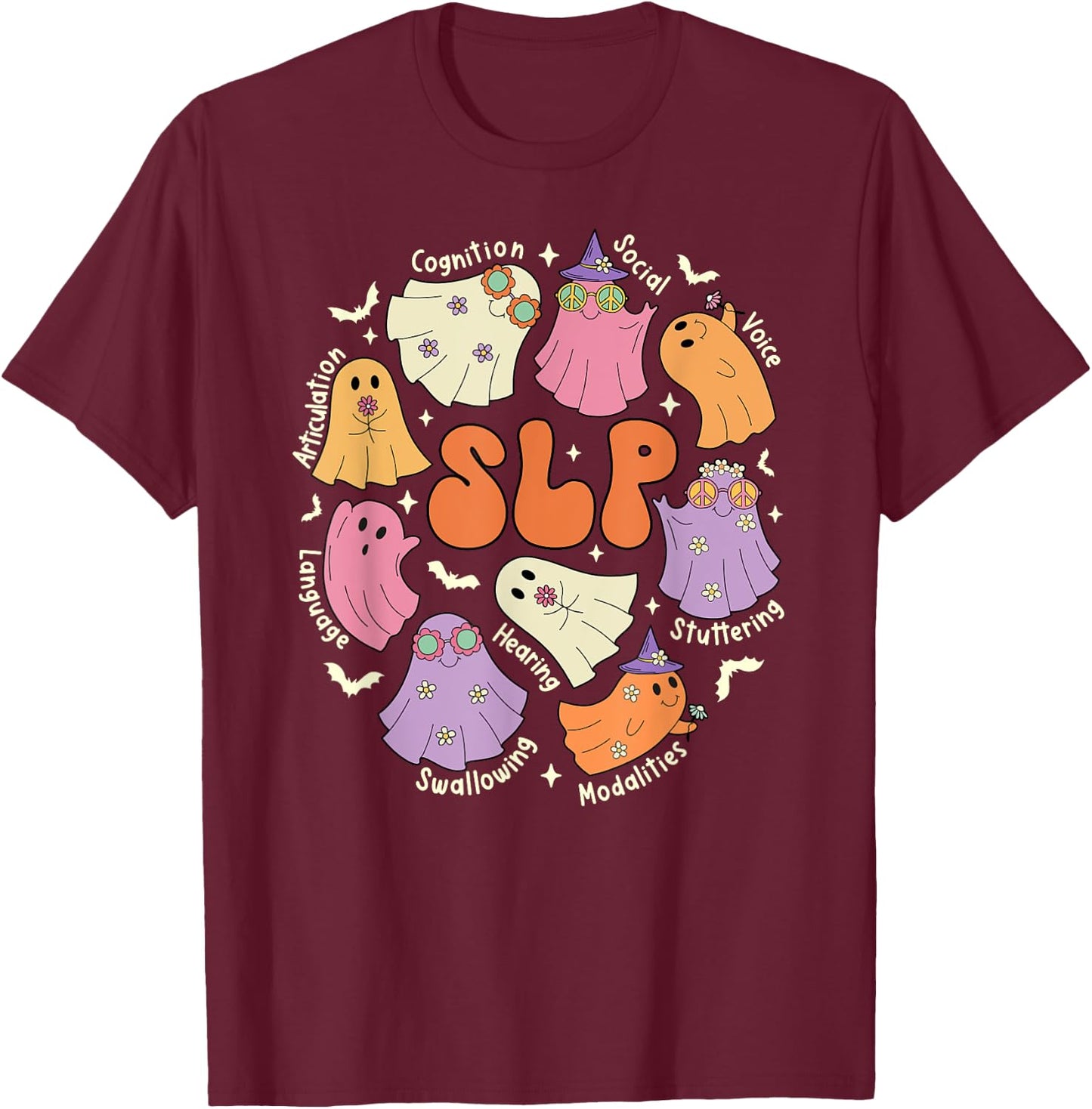 Speech Therapy Speech Language Pathologist Halloween T-Shirt - T-Shirt | Maroon