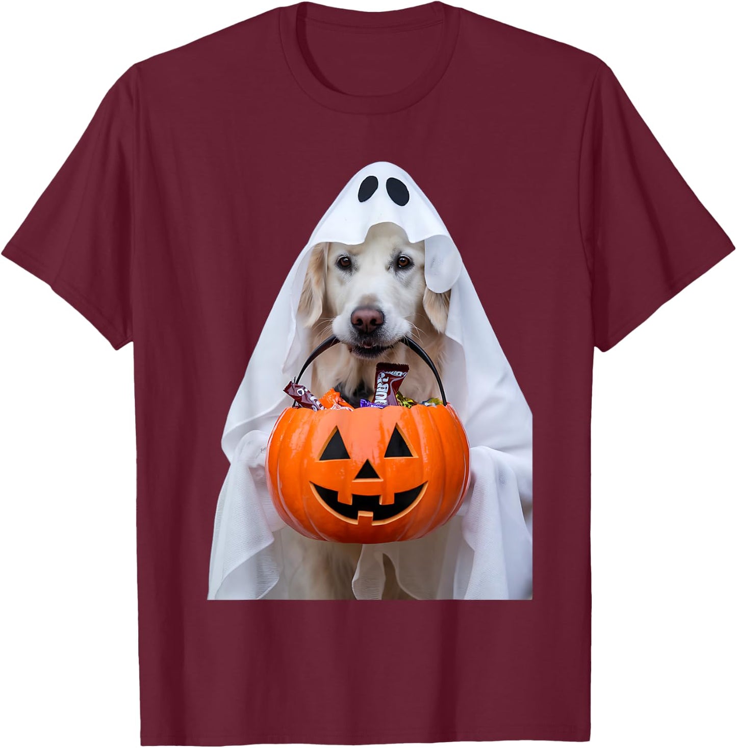 Halloween English Cream Golden Retriever Pumpkin Dog Mom Dad Men Women Girls Kids T-Shirt - T-Shirt | Maroon