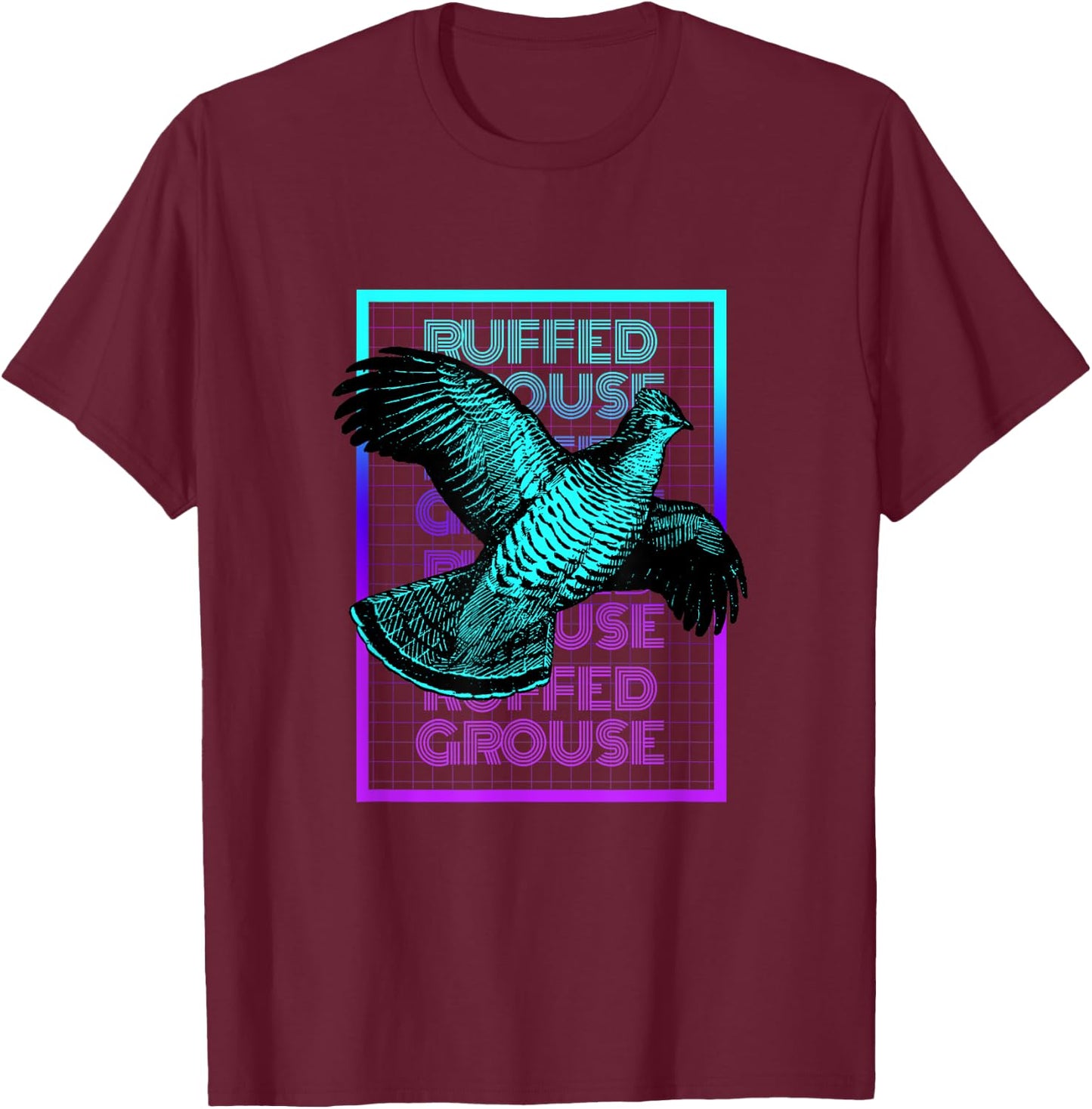Vintage Ruffed Grouse Gifts Ruffed Grouse Birding Retro - Women's Classic Fit Black Graphic Design - Small T-Shirt - T-Shirt | Maroon