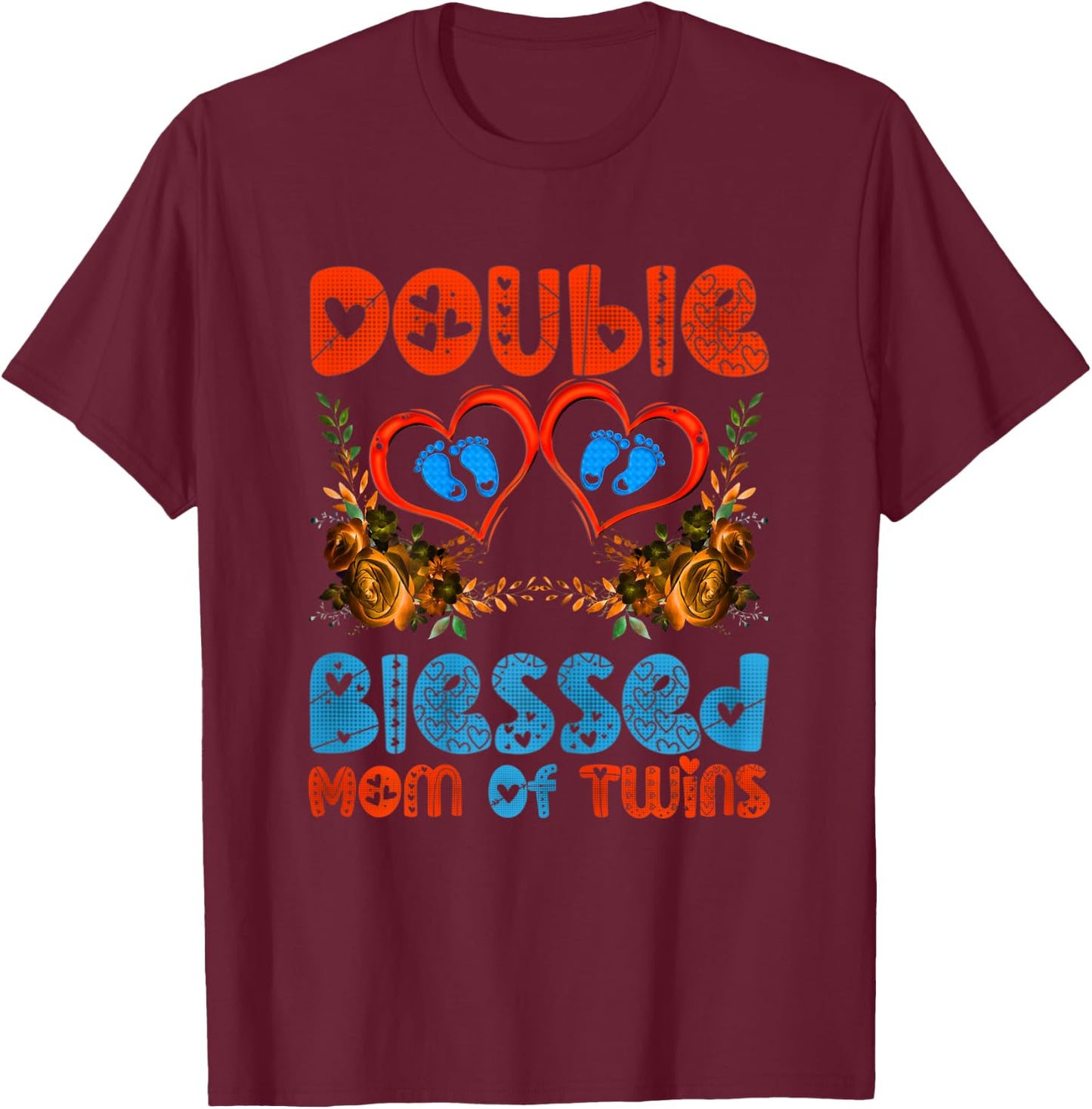 New Mom Of Twins Shirt Mother Announcement Gifts T-Shirt - T-Shirt | Maroon