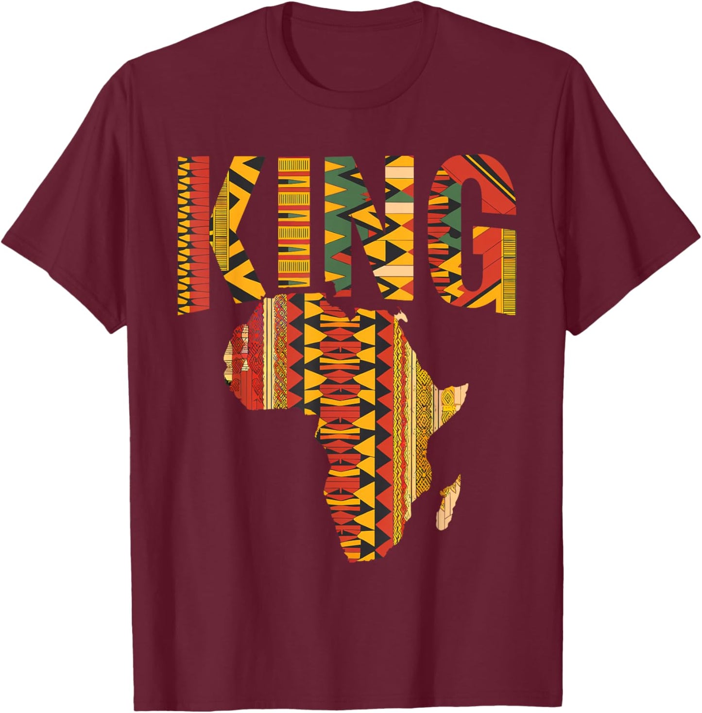 African King Map Kente Design Black Pride Melanin Kids Men T-Shirt - T-Shirt | Maroon