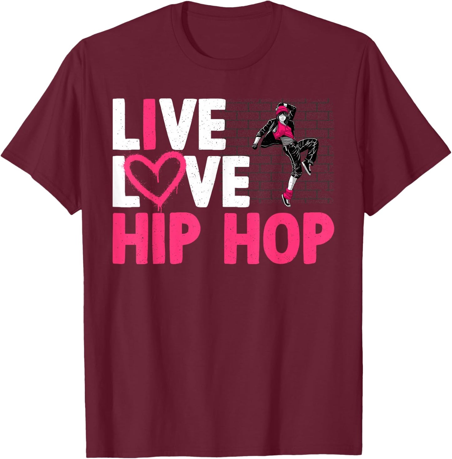 Cool Hip Hop Dancer Design Girls Hip Hop Lovers T-Shirt - T-Shirt | Maroon