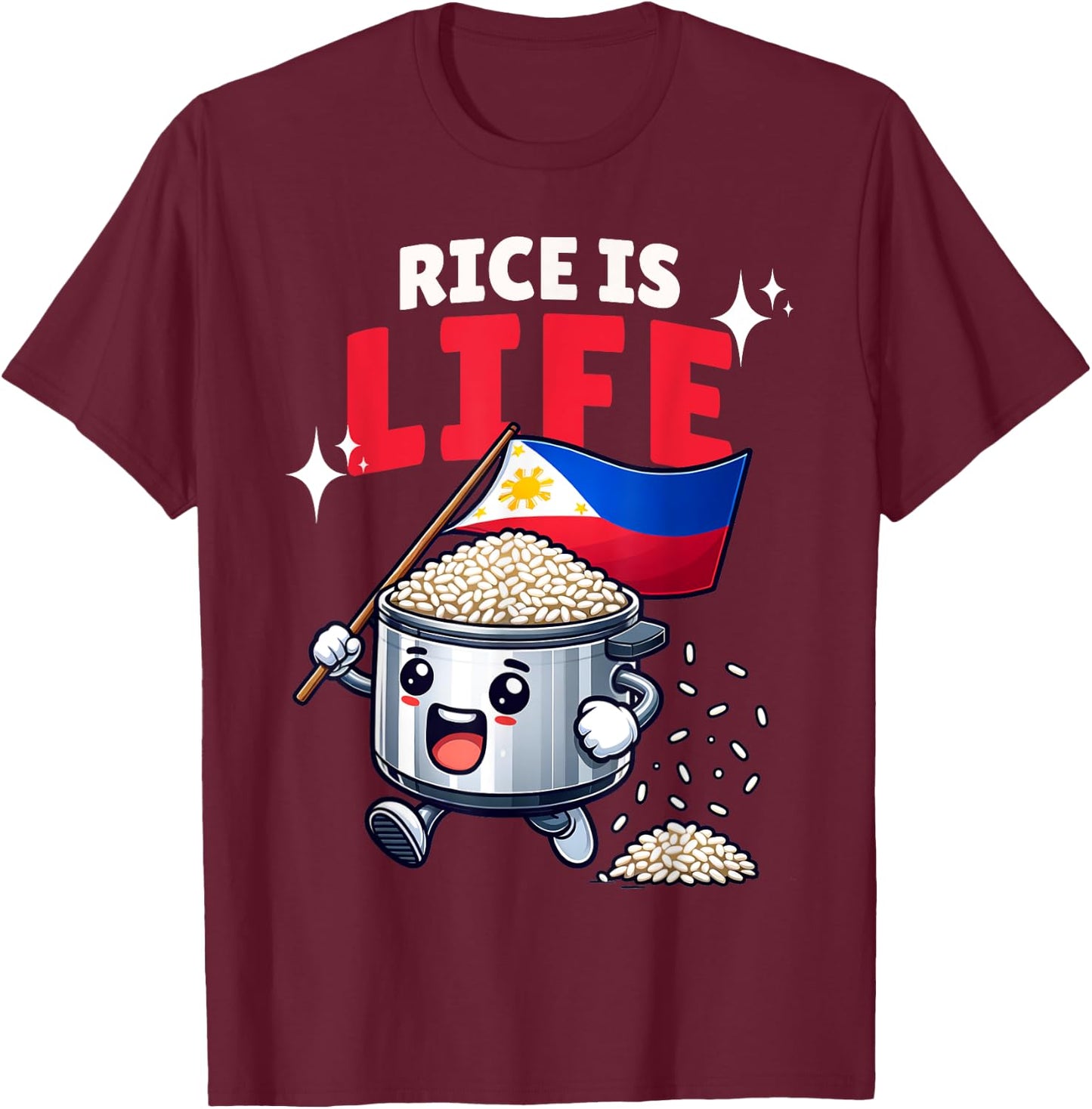 Pinoy Pinay lover of rice is life funny Filipino rice cooker T-Shirt - T-Shirt | Maroon