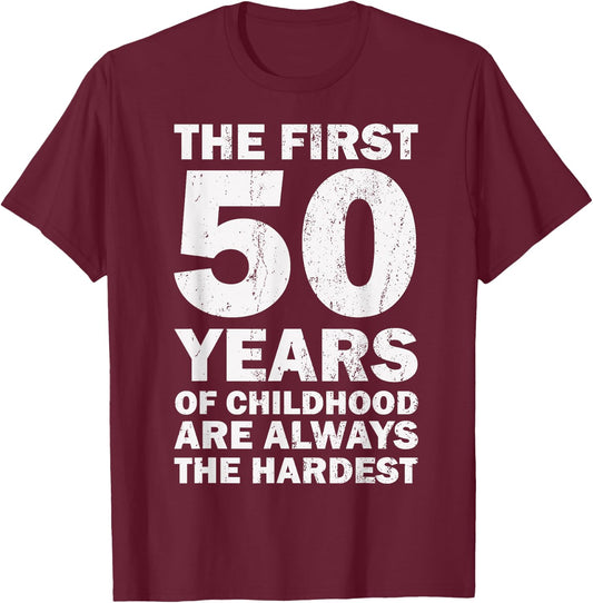 Vintage 50th Birthday Decorations Men Gag Funny 50 Birthday T-Shirt - T-Shirt | Maroon