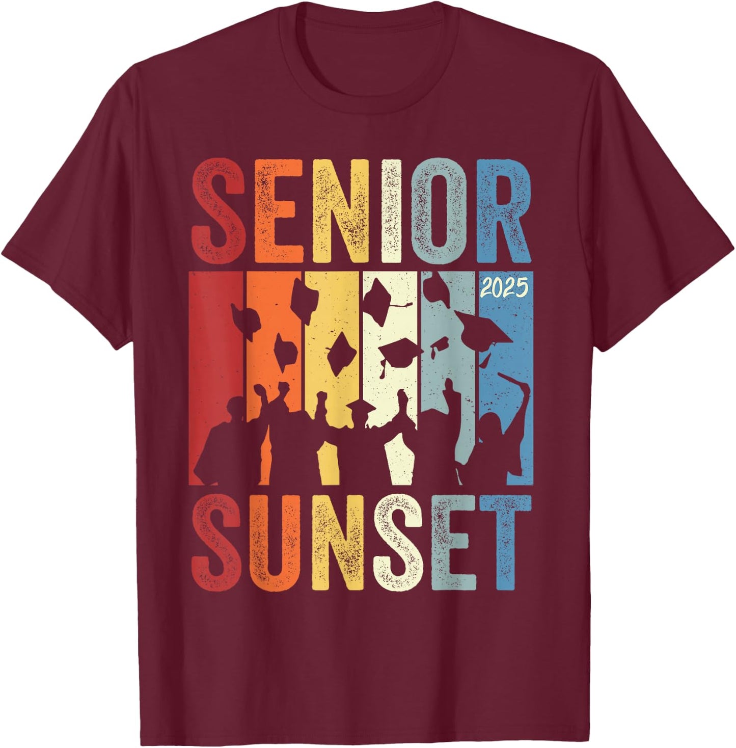Last First Day senior Sunset Class of 2025 Back To School T-Shirt - T-Shirt | Maroon