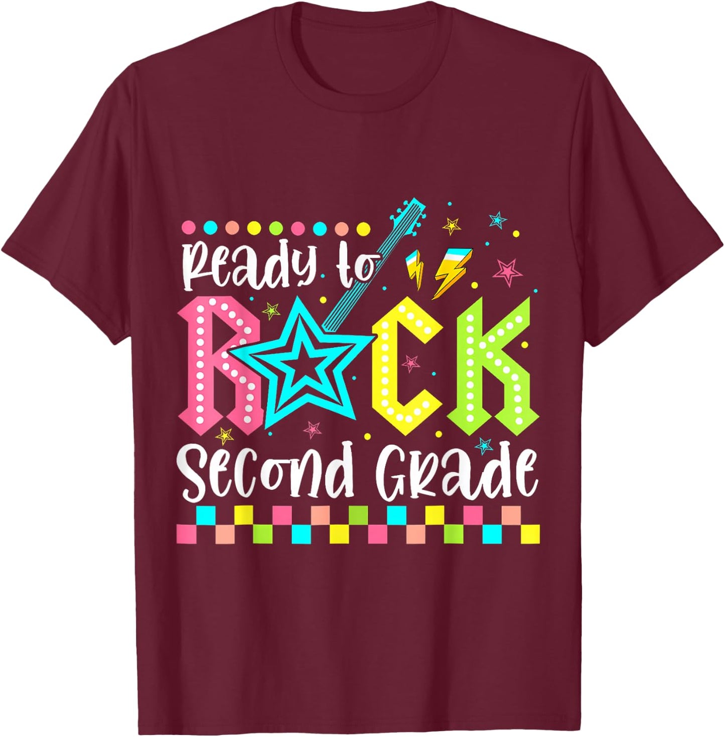 Ready To Rock Second Grade Back To School 2nd Grade Boy Kid T-Shirt - T-Shirt | Maroon