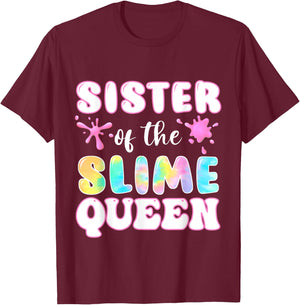 Birthday Matching Party sister of the Slime Queen Girls T-Shirt - T-Shirt | Maroon