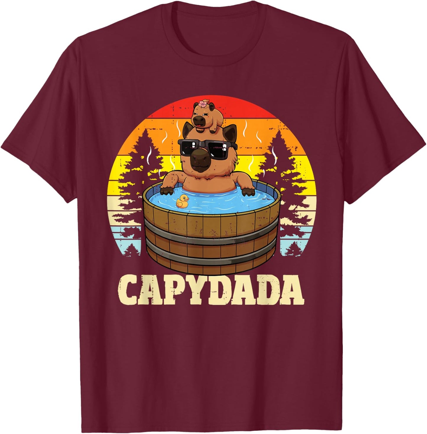 Capybara Dad with Daughter Capydada Funny Father's Day T-Shirt - T-Shirt | Maroon