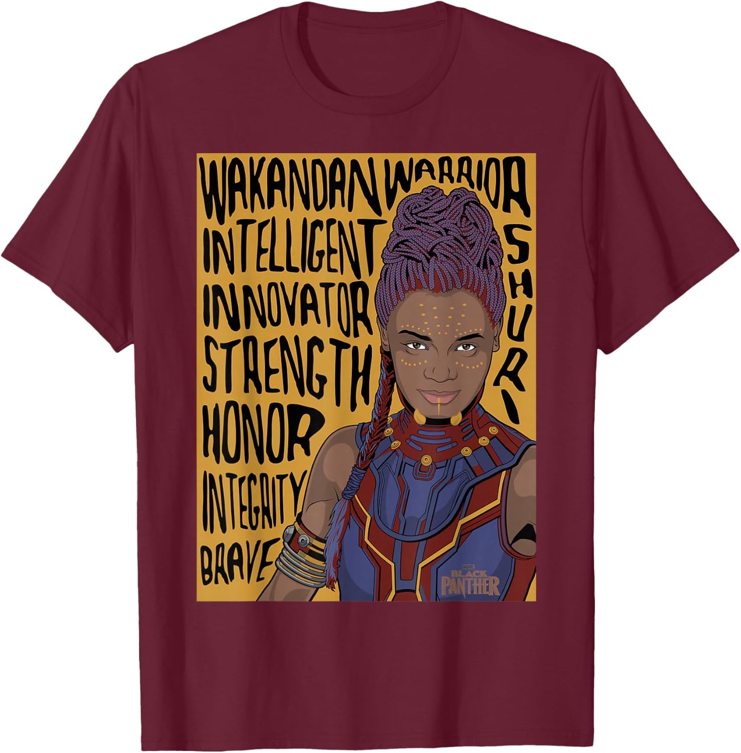 Marvel Black Panther Movie Shuri Word Art Graphic T-Shirt - T-Shirt | Maroon