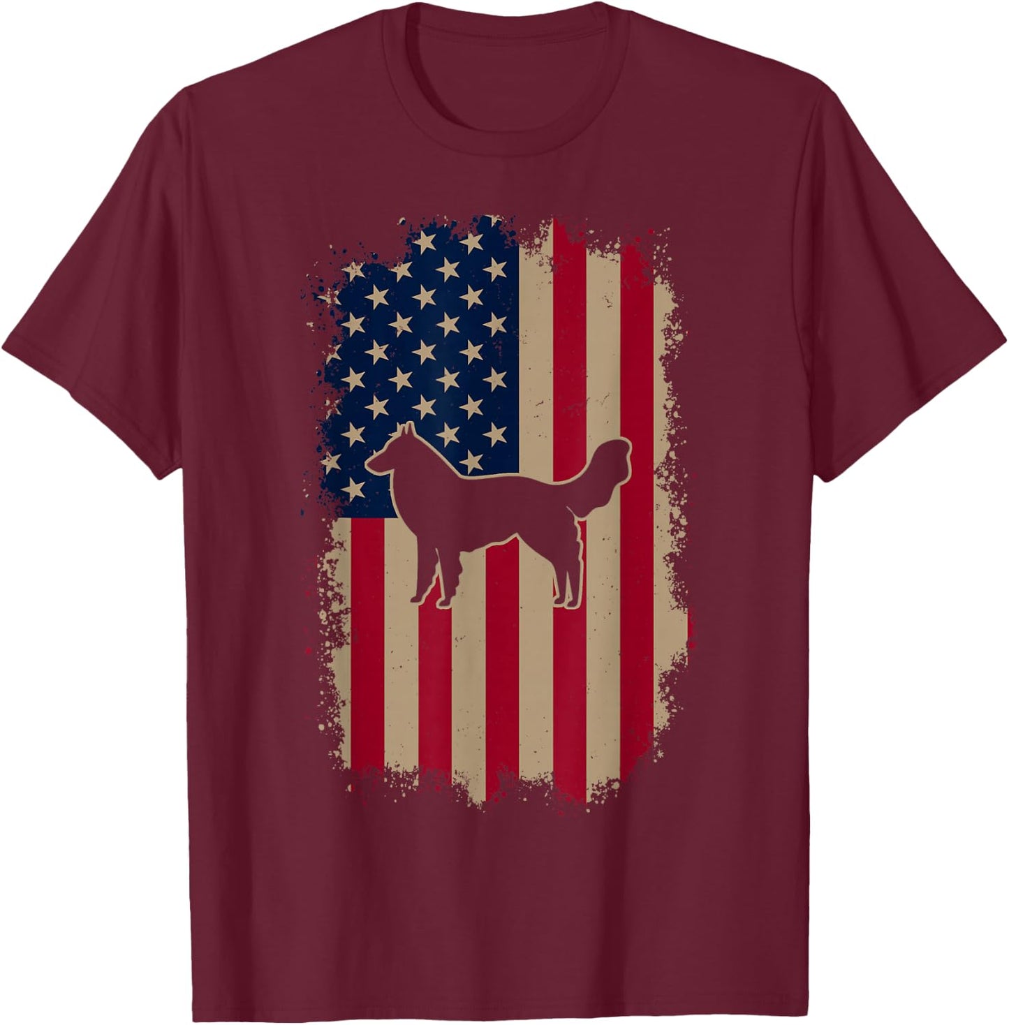 American US Flag Belgian Groenendael T-Shirt - T-Shirt | Maroon