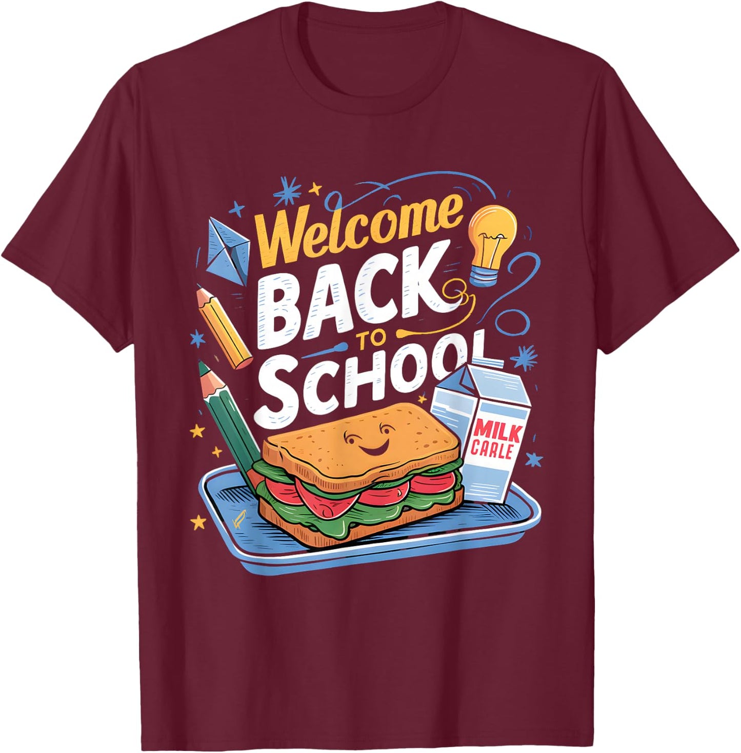 Welcome Back to School Lunch Lady First Day of School T-Shirt - T-Shirt | Maroon