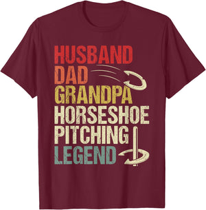 Retro Horseshoe Pitching Legend Grandpa Horseshoe Throwing T-Shirt - T-Shirt | Maroon