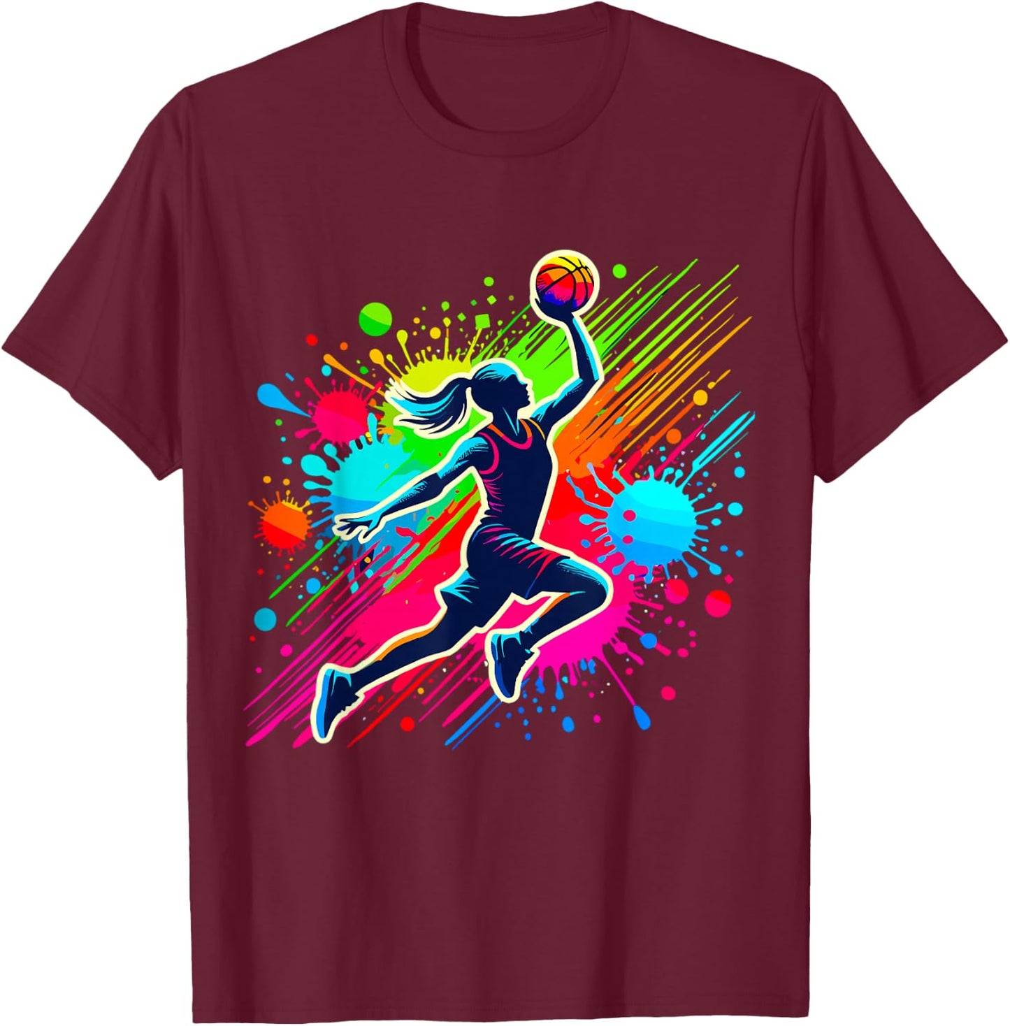 Basketball Player Girl T-Shirt - T-Shirt | Maroon