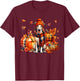 Whippet Thanksgiving Leopard Pumpkins Fall Leaves Lover T-Shirt - T-Shirt | Maroon