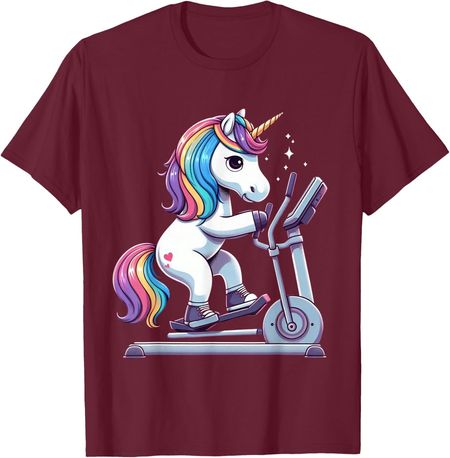Unicorn Elliptical Training Boys Girls Men Women Kids Adults T-Shirt - T-Shirt | Maroon