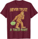 Funny Gasquatch Farting Shirt Gag Gift Taco Fart T-Shirt - T-Shirt | Maroon