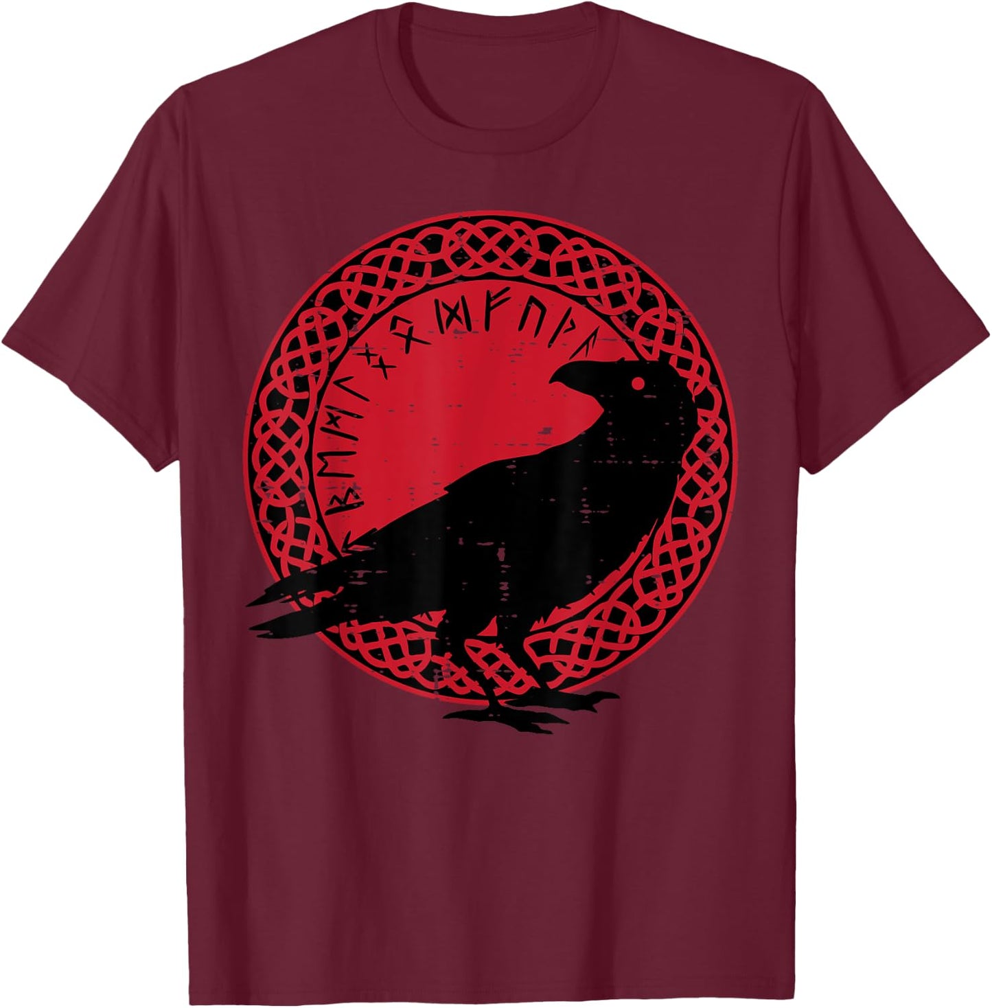 Viking Raven Celtic Circle Norse Mythology Men Women Kids T-Shirt - T-Shirt | Maroon