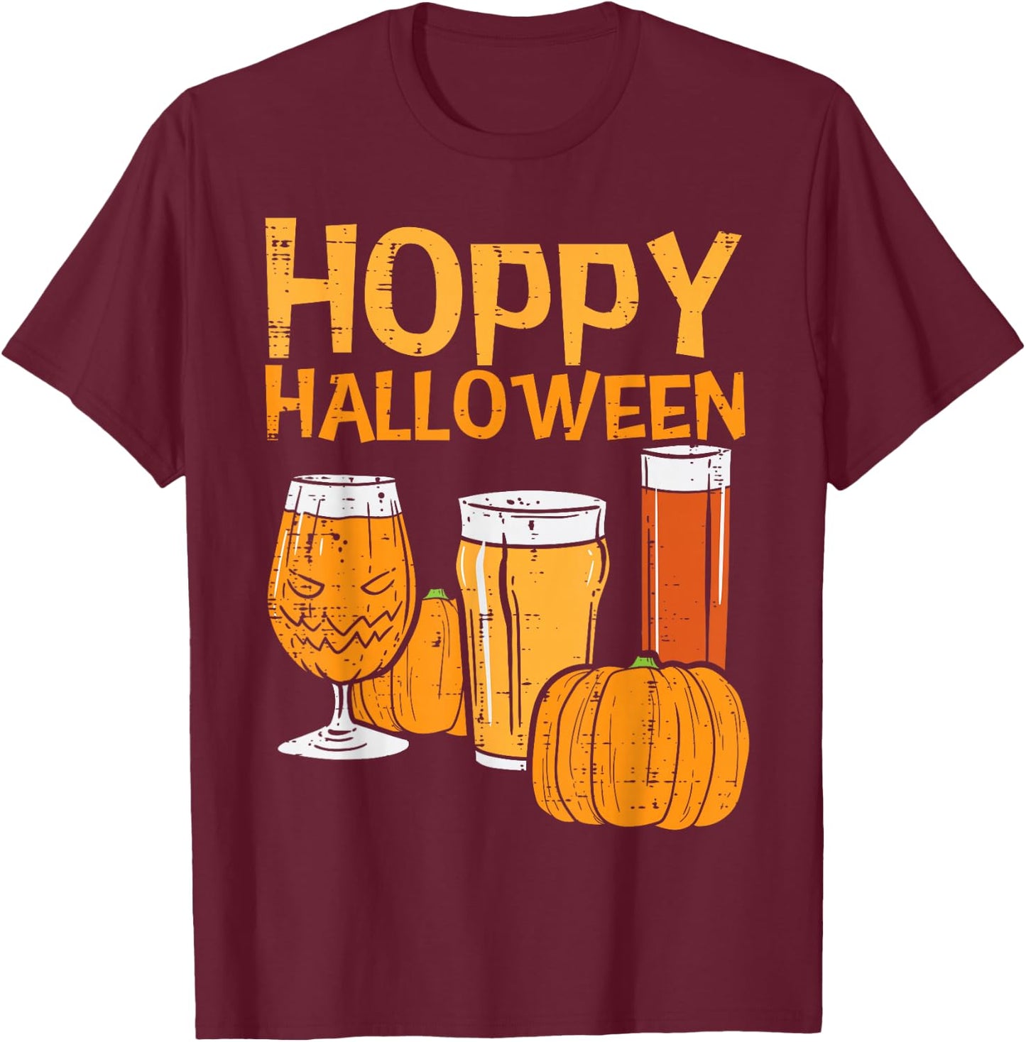 Hoppy Halloween Funny Dad Halloween Beer Men Grandpa Uncle T-Shirt - T-Shirt | Maroon