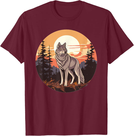 Wolf In The Forest I Kids Wolf T-Shirt - T-Shirt | Maroon