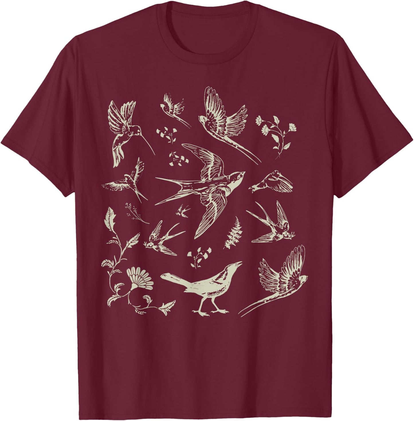 Vintage Bird Lover Birding Bird Watching Birder Bird Watcher T-Shirt - T-Shirt | Maroon
