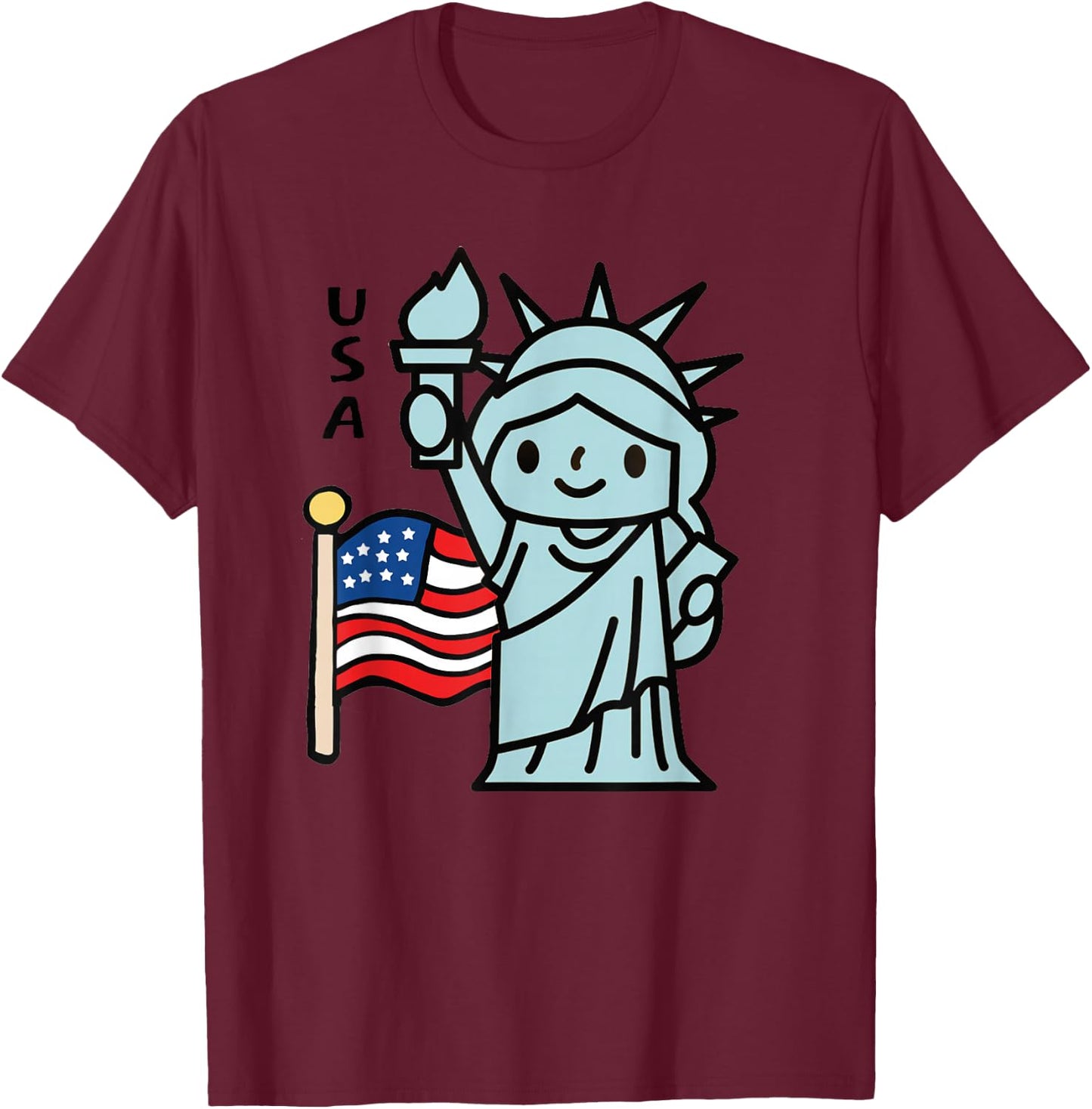 4 July Liberty Statue Kids T-Shirt - T-Shirt | Maroon