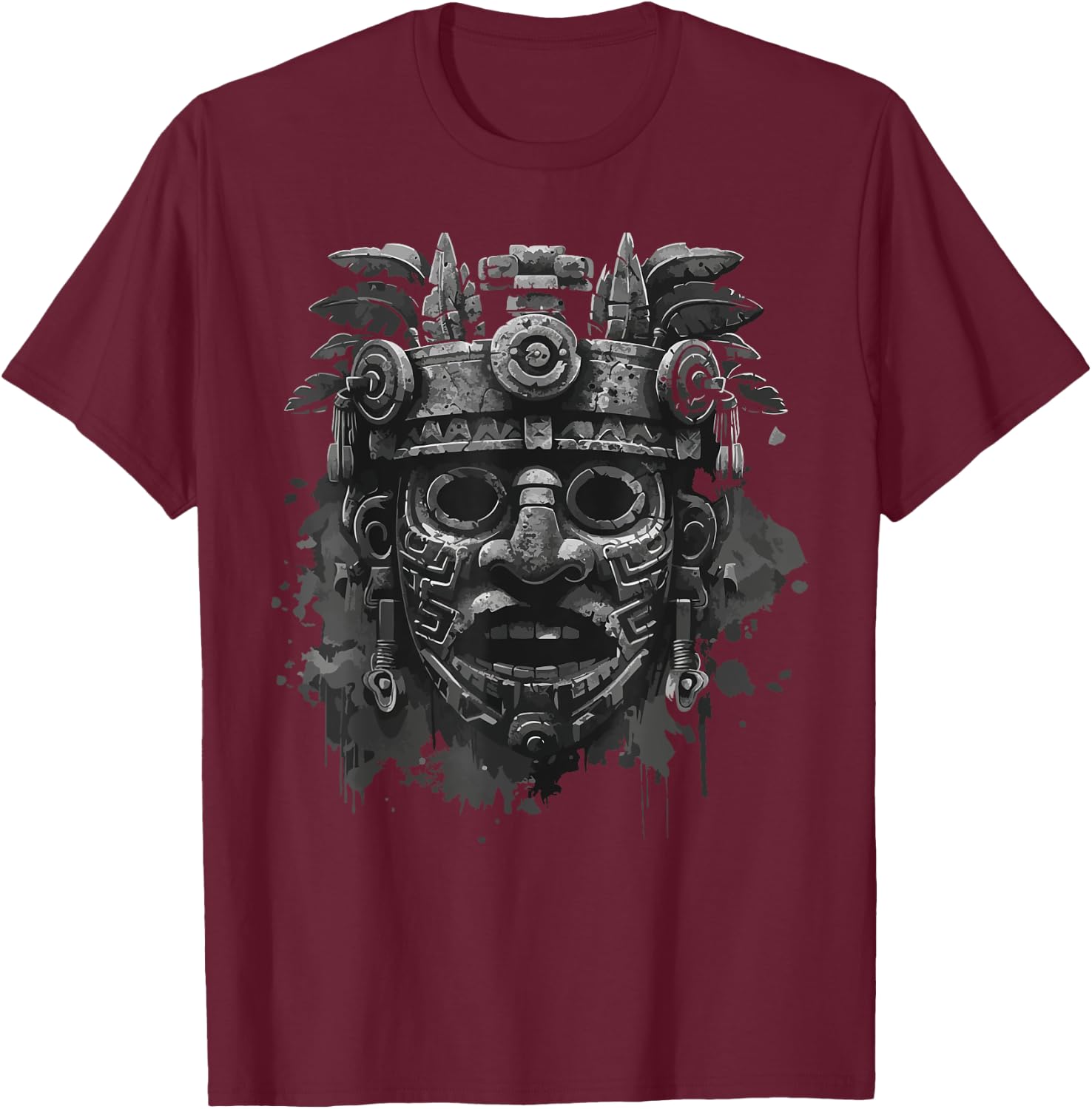 Aztec God Aztec Culture Mayan Indigenous Tlaloc Statue T-Shirt - T-Shirt | Maroon