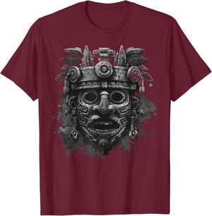 Aztec God Aztec Culture Mayan Indigenous Tlaloc Statue T-Shirt - T-Shirt | Maroon